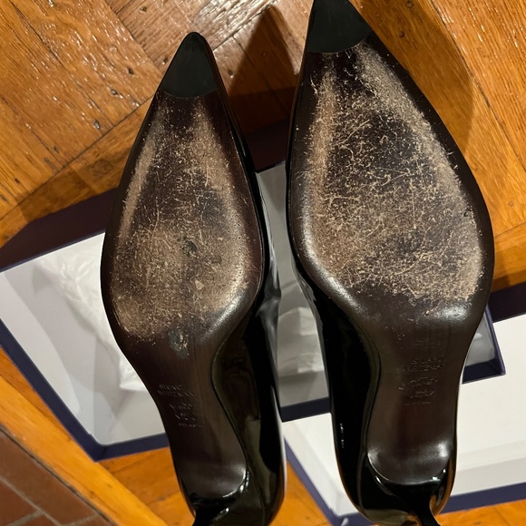 Stuart Weitzman designer black Patent Kitten-Heel Pumps size 10 - Picture 6 of 11
